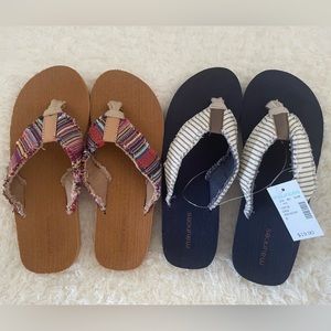 2 pair-1 NWT & 1 New with sticker on souls Maurices Leah Flip Flop/Sandals Sz 6